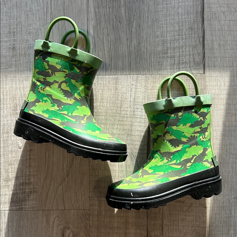 Toddler Boys Blue Mountain Dinosaur Print Rain Boots Sz 5/6